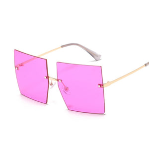 Square Oversized Sunglasses Women  Luxury Rimless   Big Frame - FlorentClothingStore 