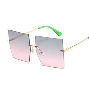 Square Oversized Sunglasses Women  Luxury Rimless   Big Frame - FlorentClothingStore 