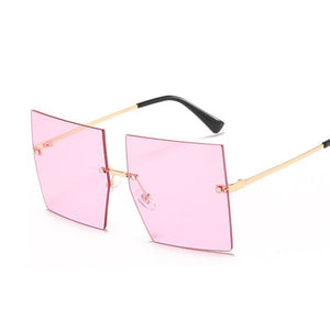 Square Oversized Sunglasses Women  Luxury Rimless   Big Frame - FlorentClothingStore 