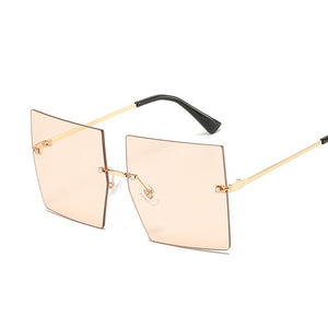 Square Oversized Sunglasses Women  Luxury Rimless   Big Frame - FlorentClothingStore 