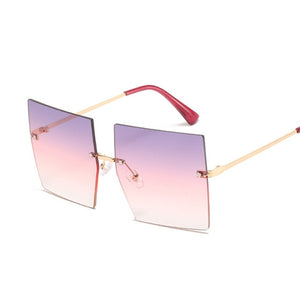 Square Oversized Sunglasses Women  Luxury Rimless   Big Frame - FlorentClothingStore 