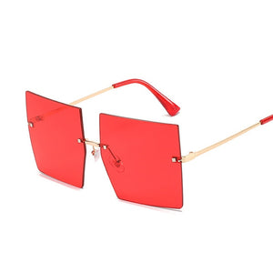 Square Oversized Sunglasses Women  Luxury Rimless   Big Frame - FlorentClothingStore 