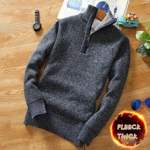 Winter Men's Fleece Thicker Sweater Half Zipper Turtleneck Warm Pullover  Slim Knitted - FlorentClothingStore 