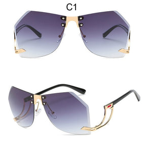 Irregular Rimless Sunglasses Women Brand Designer Alloy Frame Oversize Gradient Sun - FlorentClothingStore 