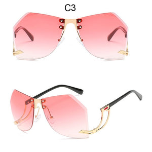 Irregular Rimless Sunglasses Women Brand Designer Alloy Frame Oversize Gradient Sun - FlorentClothingStore 