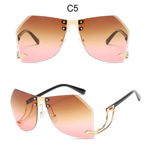 Irregular Rimless Sunglasses Women Brand Designer Alloy Frame Oversize Gradient Sun - FlorentClothingStore 