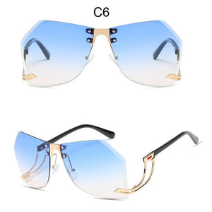 Irregular Rimless Sunglasses Women Brand Designer Alloy Frame Oversize Gradient Sun - FlorentClothingStore 