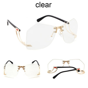 Irregular Rimless Sunglasses Women Brand Designer Alloy Frame Oversize Gradient Sun - FlorentClothingStore 