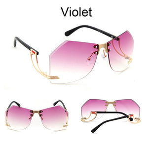 Irregular Rimless Sunglasses Women Brand Designer Alloy Frame Oversize Gradient Sun - FlorentClothingStore 