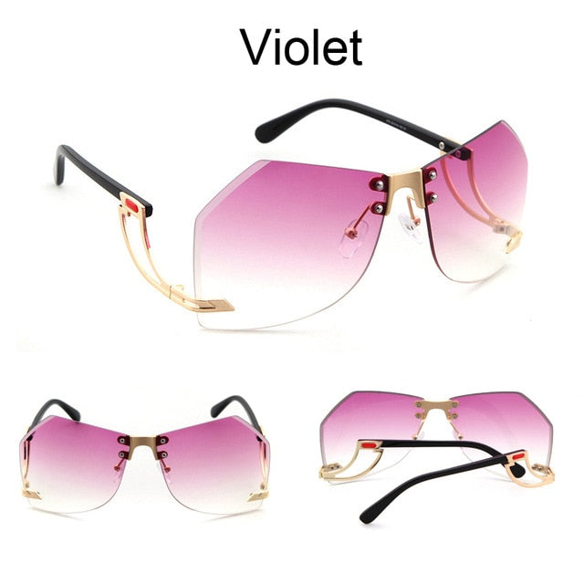 Irregular Rimless Sunglasses Women Brand Designer Alloy Frame Oversize Gradient Sun - FlorentClothingStore 