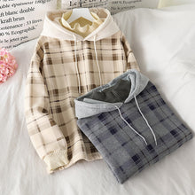 Load image into Gallery viewer, Women Fleece Hoodies Sweatshirt Winter Plaid Pirnted Cotton Hooded Sweatshirt  Loose Oversize Jacket - FlorentClothingStore 
