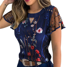 Load image into Gallery viewer, 4 Styles Sexy Women Ladies Ruffle Sleeve Tops Pullover Dot Polk Embroidery Floral Print Blouse OL Casual Chiffon - FlorentClothingStore 
