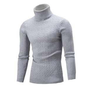 Casual Men Winter Solid Color Turtle Neck Long Sleeve Twist Knitted Slim - FlorentClothingStore 