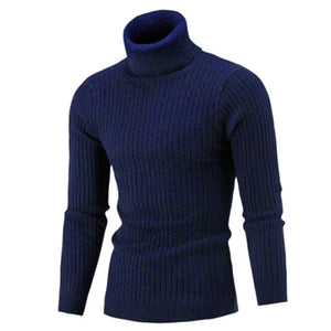 Casual Men Winter Solid Color Turtle Neck Long Sleeve Twist Knitted Slim - FlorentClothingStore 