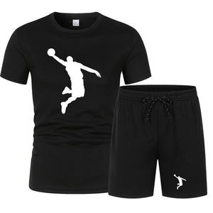 Summer Men's Brand Sportswear Shorts Set Short Sleeve Breathable Grid T-Shirt and Shorts  Basketball Training - FlorentClothingStore 