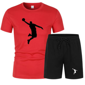 Summer Men's Brand Sportswear Shorts Set Short Sleeve Breathable Grid T-Shirt and Shorts  Basketball Training - FlorentClothingStore 