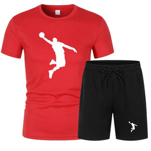 Summer Men's Brand Sportswear Shorts Set Short Sleeve Breathable Grid T-Shirt and Shorts  Basketball Training - FlorentClothingStore 