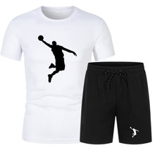 Load image into Gallery viewer, Summer Men&#39;s Brand Sportswear Shorts Set Short Sleeve Breathable Grid T-Shirt and Shorts  Basketball Training - FlorentClothingStore 
