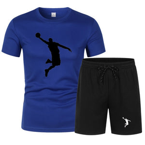 Summer Men's Brand Sportswear Shorts Set Short Sleeve Breathable Grid T-Shirt and Shorts  Basketball Training - FlorentClothingStore 