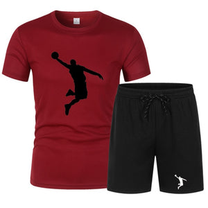 Summer Men's Brand Sportswear Shorts Set Short Sleeve Breathable Grid T-Shirt and Shorts  Basketball Training - FlorentClothingStore 