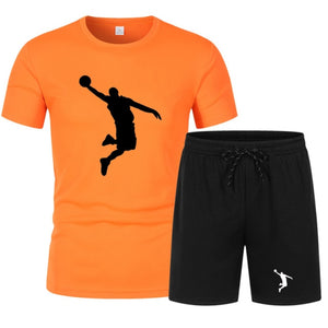 Summer Men's Brand Sportswear Shorts Set Short Sleeve Breathable Grid T-Shirt and Shorts  Basketball Training - FlorentClothingStore 