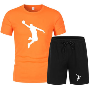 Summer Men's Brand Sportswear Shorts Set Short Sleeve Breathable Grid T-Shirt and Shorts  Basketball Training - FlorentClothingStore 