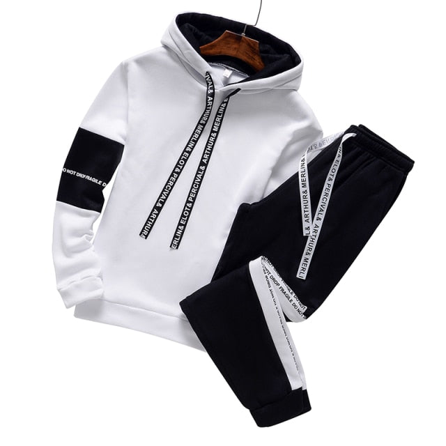 Winter Hoodie Sets Men Tracksuit Casual Hoodies Sweatshirt+Sweatpants 2 Piece Set - FlorentClothingStore 