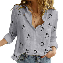 Load image into Gallery viewer, Casual Long Sleeve Birds Print  Shirts Women Oversized Cotton and Linen Blouses and Tops - FlorentClothingStore 
