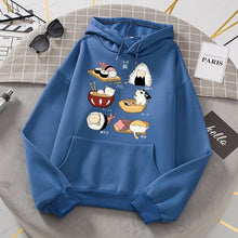 Load image into Gallery viewer, Sushi Cat&#39;s Day Harajuku Print Hoodies Womens New Loose Fleece Autumn Fleece Sweatshirt  O-Neck - FlorentClothingStore 
