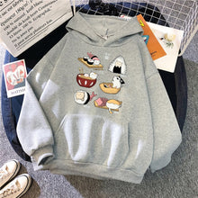 Load image into Gallery viewer, Sushi Cat&#39;s Day Harajuku Print Hoodies Womens New Loose Fleece Autumn Fleece Sweatshirt  O-Neck - FlorentClothingStore 
