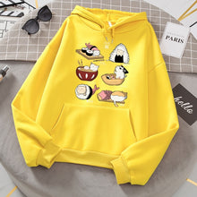 Load image into Gallery viewer, Sushi Cat&#39;s Day Harajuku Print Hoodies Womens New Loose Fleece Autumn Fleece Sweatshirt  O-Neck - FlorentClothingStore 
