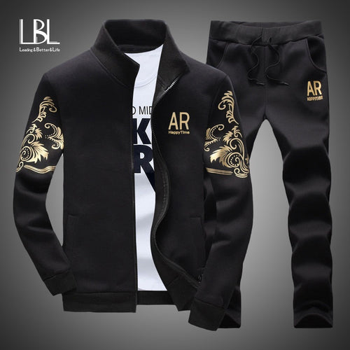 Men's Tracksuit Sportswear Sets Spring Autumn Casual  Zipper Sweatshirt + Sweatpants Brand - FlorentClothingStore 